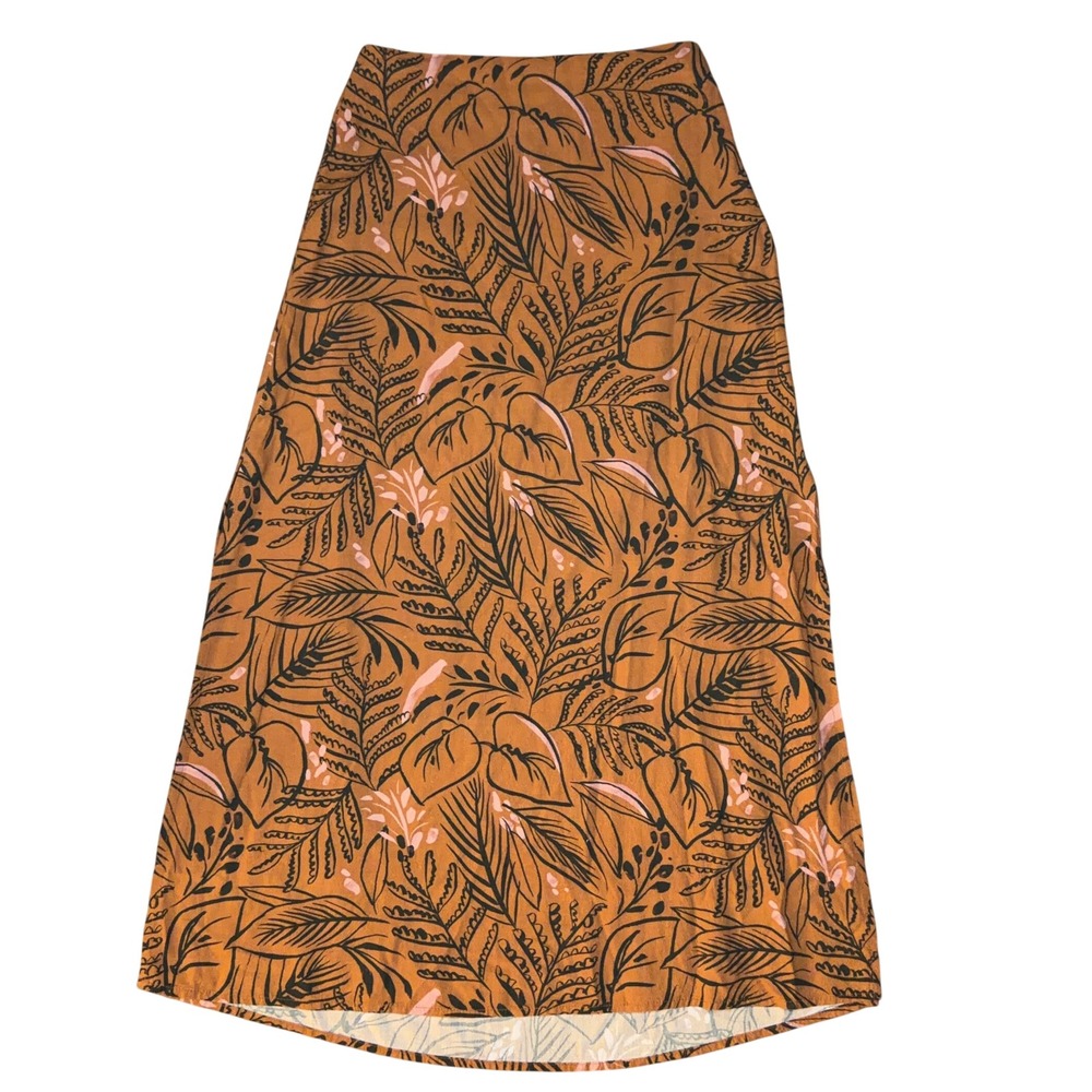 Marine Layer Ryan Midi Skirt Palm Scene Womens 0 Tencel Rayon Blend
